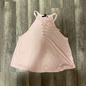Pink lace up sleeveless shirt